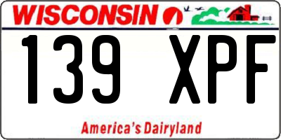 WI license plate 139XPF