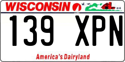 WI license plate 139XPN