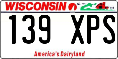 WI license plate 139XPS