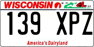 WI license plate 139XPZ