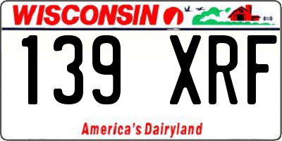 WI license plate 139XRF