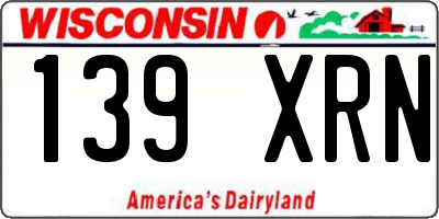 WI license plate 139XRN