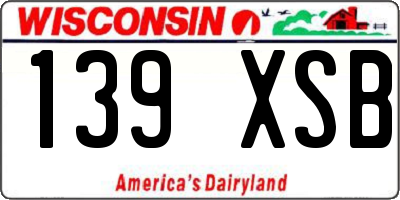 WI license plate 139XSB