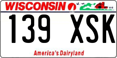 WI license plate 139XSK