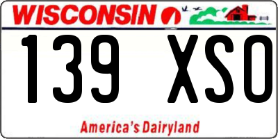 WI license plate 139XSO