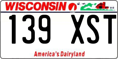 WI license plate 139XST