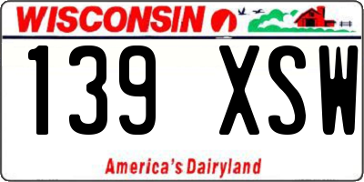 WI license plate 139XSW