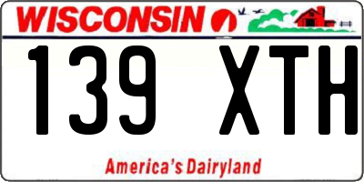 WI license plate 139XTH