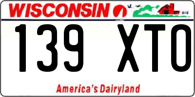 WI license plate 139XTO