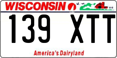 WI license plate 139XTT