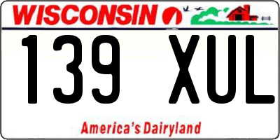 WI license plate 139XUL