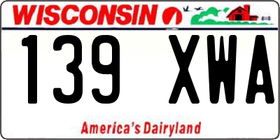 WI license plate 139XWA