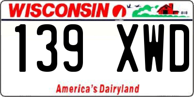 WI license plate 139XWD