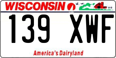 WI license plate 139XWF