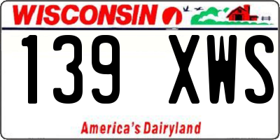 WI license plate 139XWS