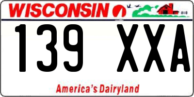 WI license plate 139XXA