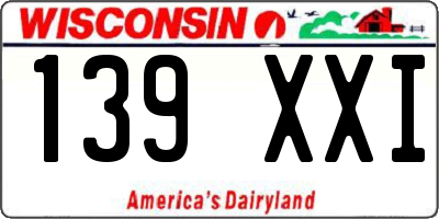 WI license plate 139XXI