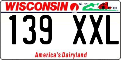 WI license plate 139XXL