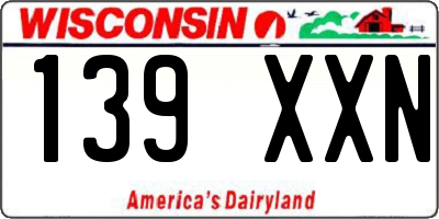 WI license plate 139XXN