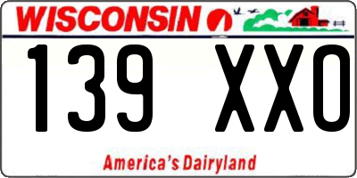WI license plate 139XXO