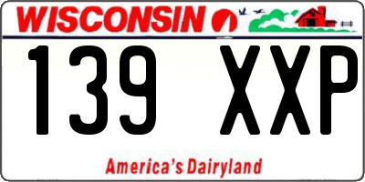 WI license plate 139XXP