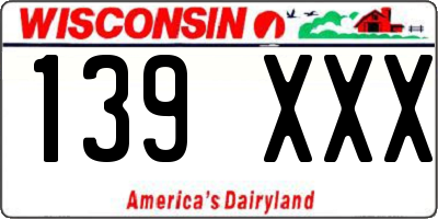 WI license plate 139XXX
