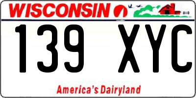 WI license plate 139XYC