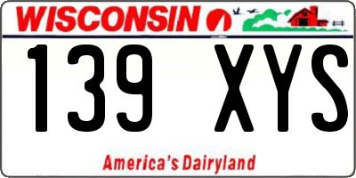 WI license plate 139XYS