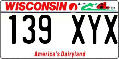 WI license plate 139XYX