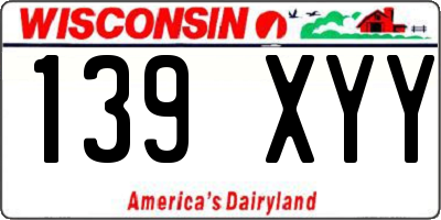WI license plate 139XYY