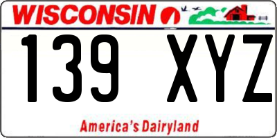 WI license plate 139XYZ