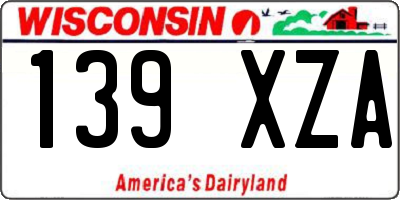 WI license plate 139XZA