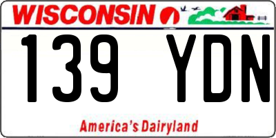 WI license plate 139YDN