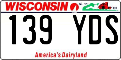 WI license plate 139YDS