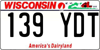 WI license plate 139YDT