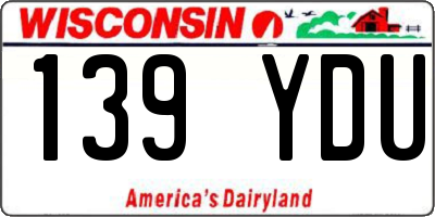 WI license plate 139YDU