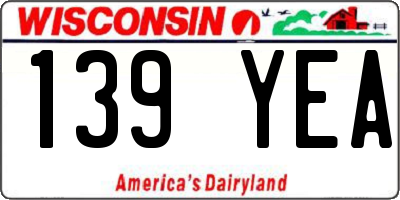 WI license plate 139YEA