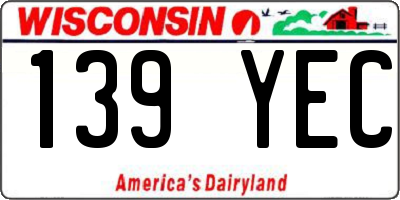 WI license plate 139YEC