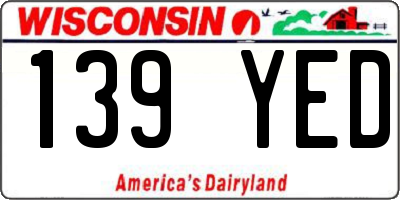 WI license plate 139YED