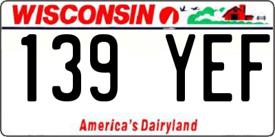 WI license plate 139YEF