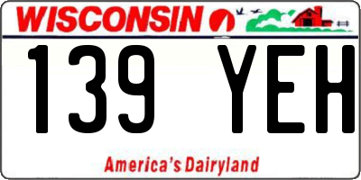 WI license plate 139YEH