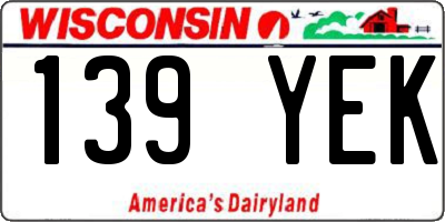 WI license plate 139YEK