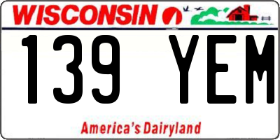 WI license plate 139YEM