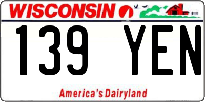 WI license plate 139YEN