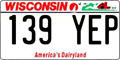 WI license plate 139YEP