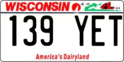 WI license plate 139YET