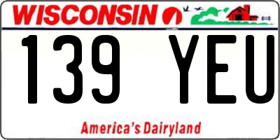 WI license plate 139YEU