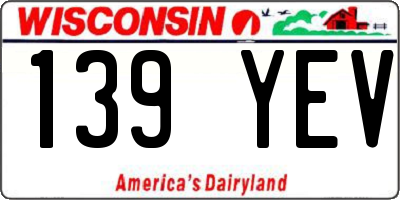 WI license plate 139YEV