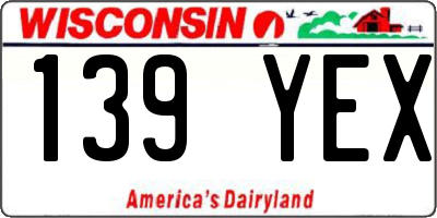 WI license plate 139YEX