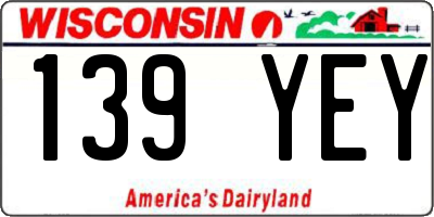 WI license plate 139YEY